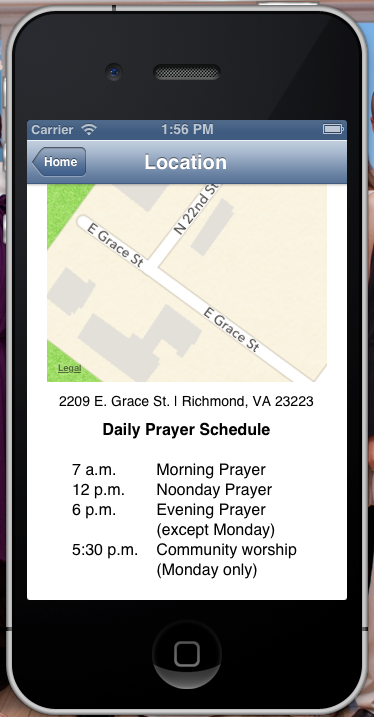 Prayer schedule for joining the community in person