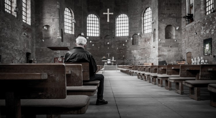 Man in cathedral photo