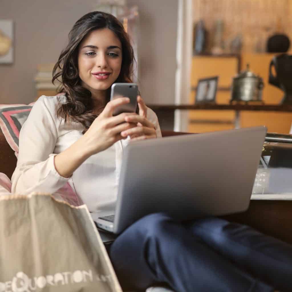 Woman on phone engaging in digital ministry