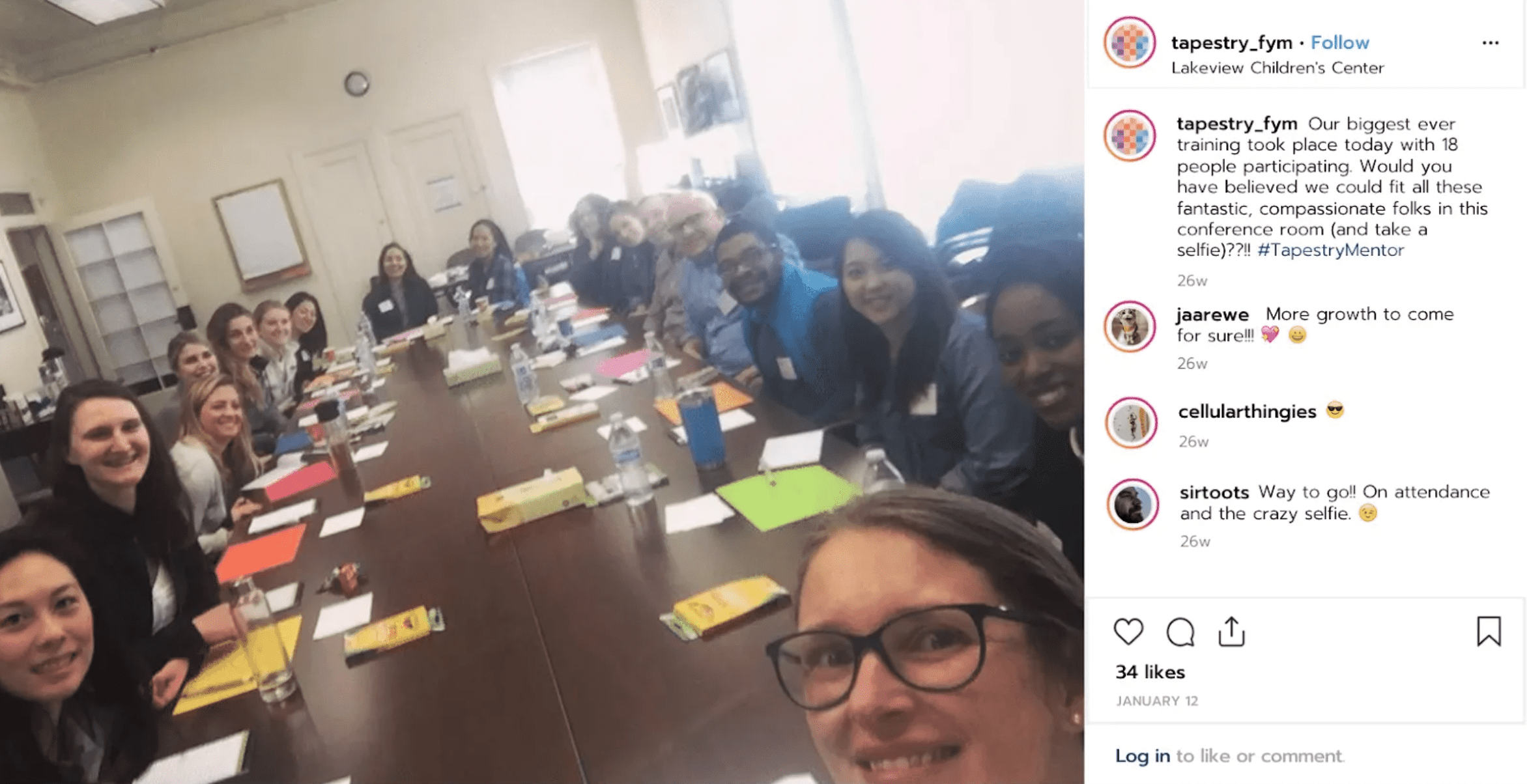 Reconstructed Instagram post: Tapestry volunteer training